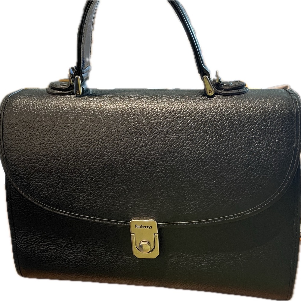 Vintage Burberry’s Black Satchel with Gold-Toned Clasp